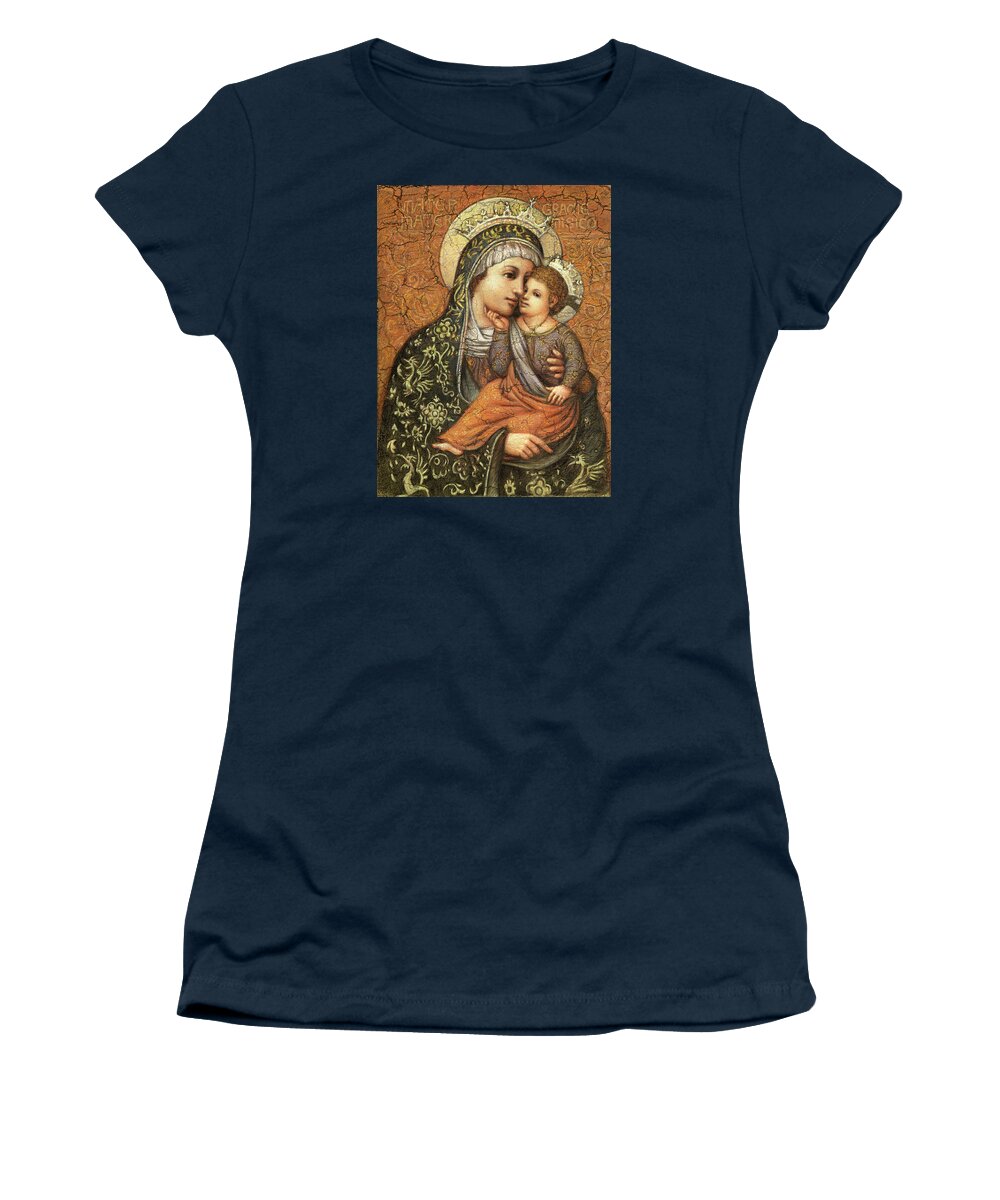 Christian Art Women's T-Shirt featuring the painting Grazie Madonna by Kurt Wenner
