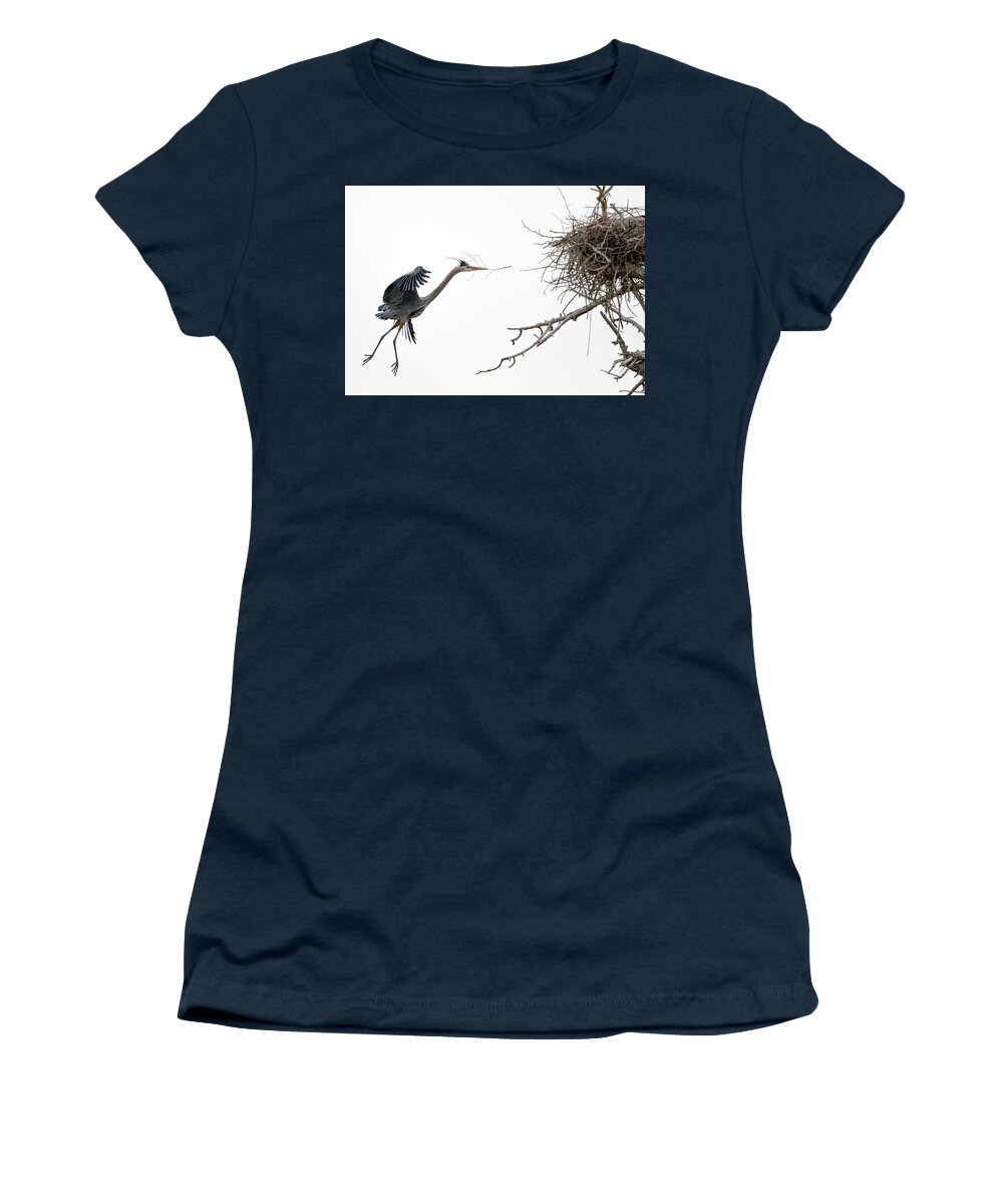 Stillwater Wildlife Refuge Women's T-Shirt featuring the photograph Great Blue Heron 7 by Rick Mosher