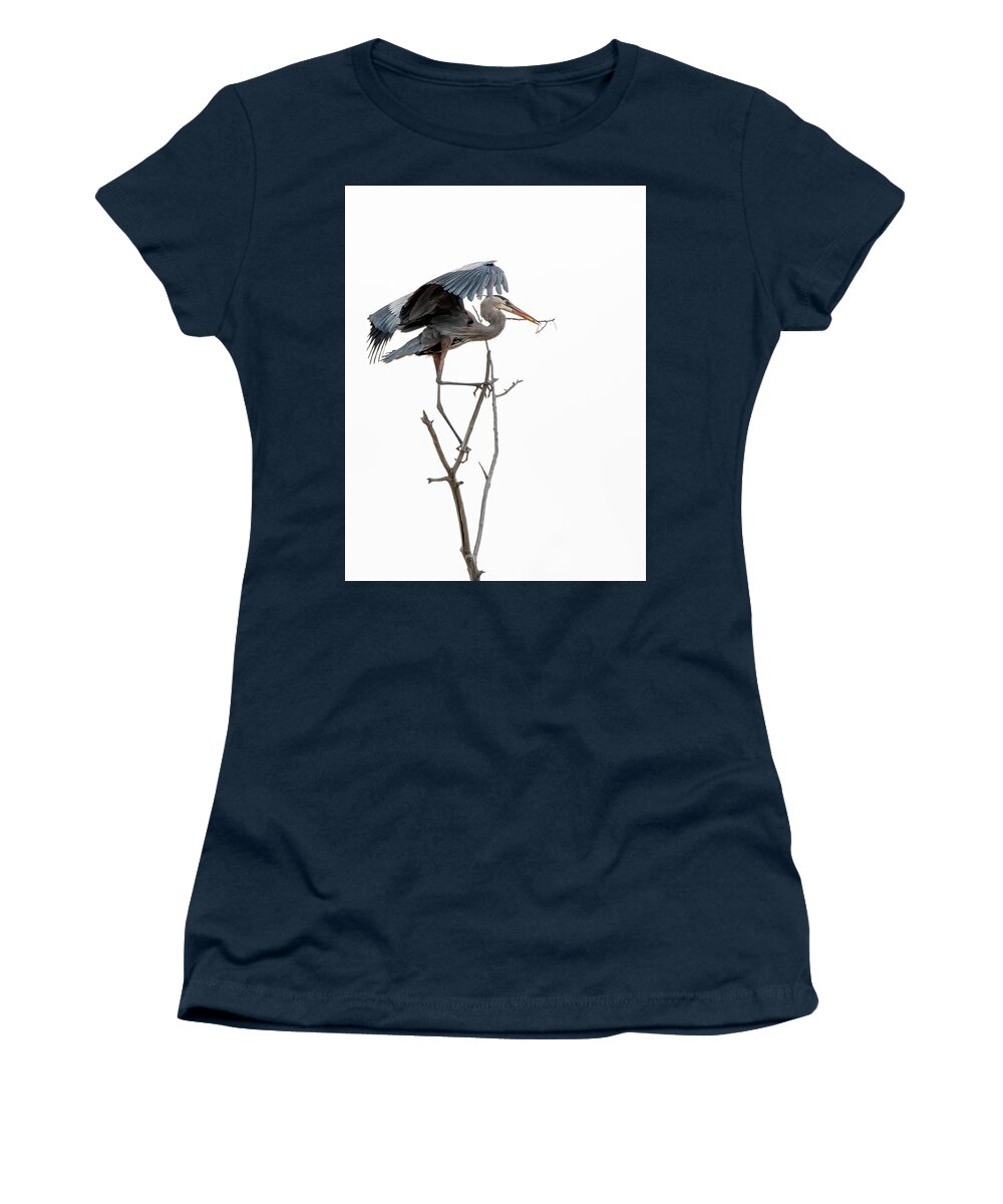Stillwater Wildlife Refuge Women's T-Shirt featuring the photograph Great Blue Heron 8 by Rick Mosher