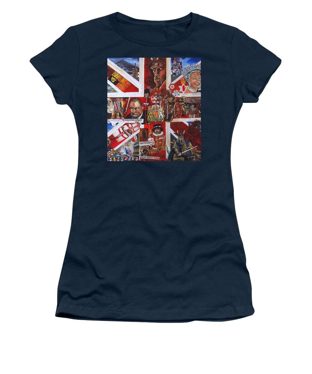 Great Britain.winston Churchill Women's T-Shirt featuring the painting Great Britain by John Palliser