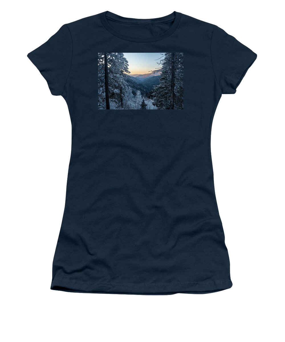 Outdoors Women's T-Shirt featuring the photograph Great Smoky Mountains TN Frosty Evening by Robert Stephens