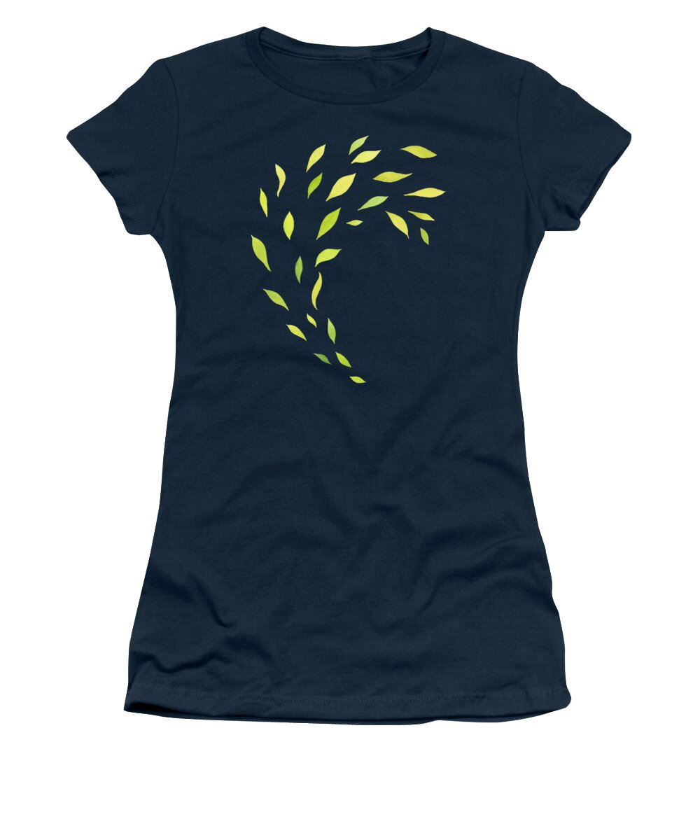 Green Leaves Women's T-Shirt featuring the painting Green Organic Watercolor Splash by Irina Sztukowski