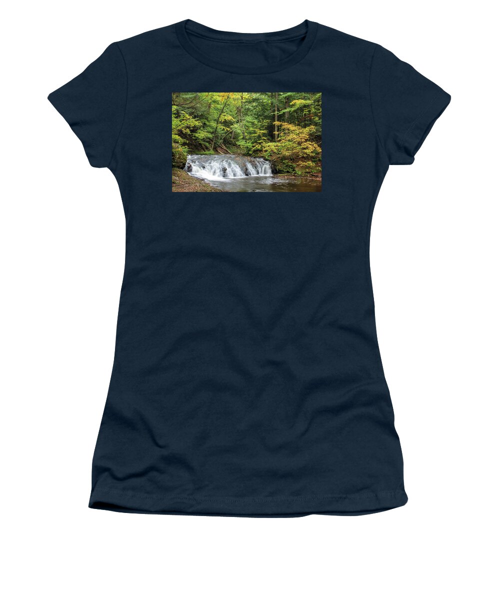 Greenstone Falls Women's T-Shirt featuring the photograph Greenstone Falls in the Autumn by Robert Carter