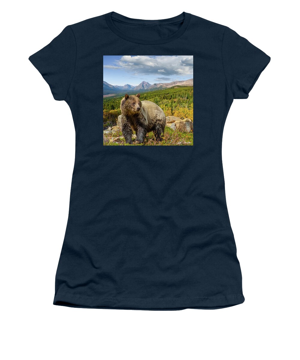 Adult Women's T-Shirt featuring the photograph Grizzly Bear in Glacier National Park by Jeff Goulden