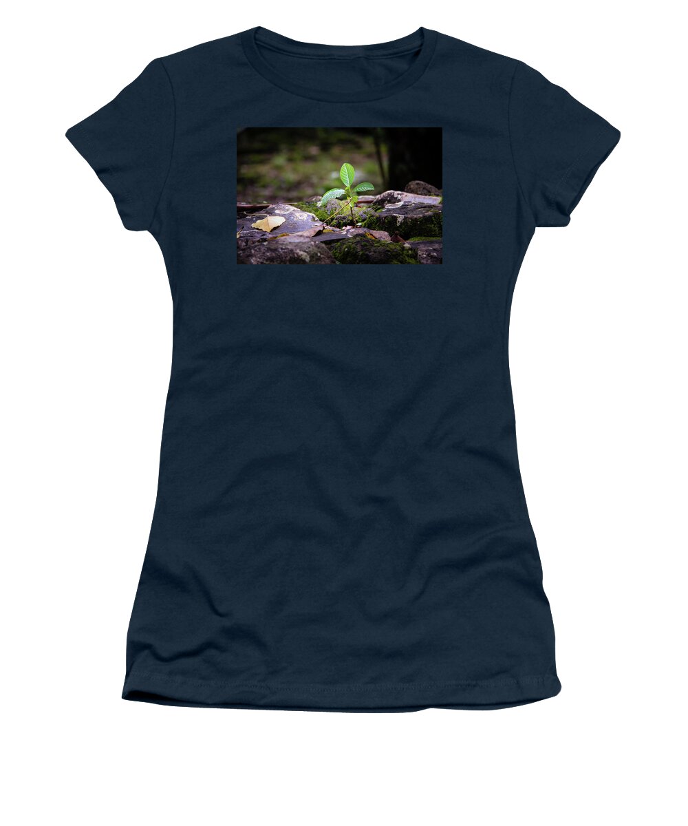 Green Women's T-Shirt featuring the photograph Growing in Rock by Craig A Walker