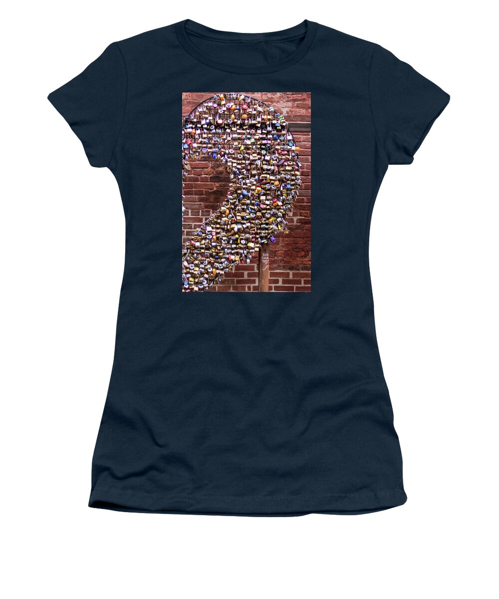 Heart Padlock Women's T-Shirt featuring the photograph Half Hearted Love by James Canning