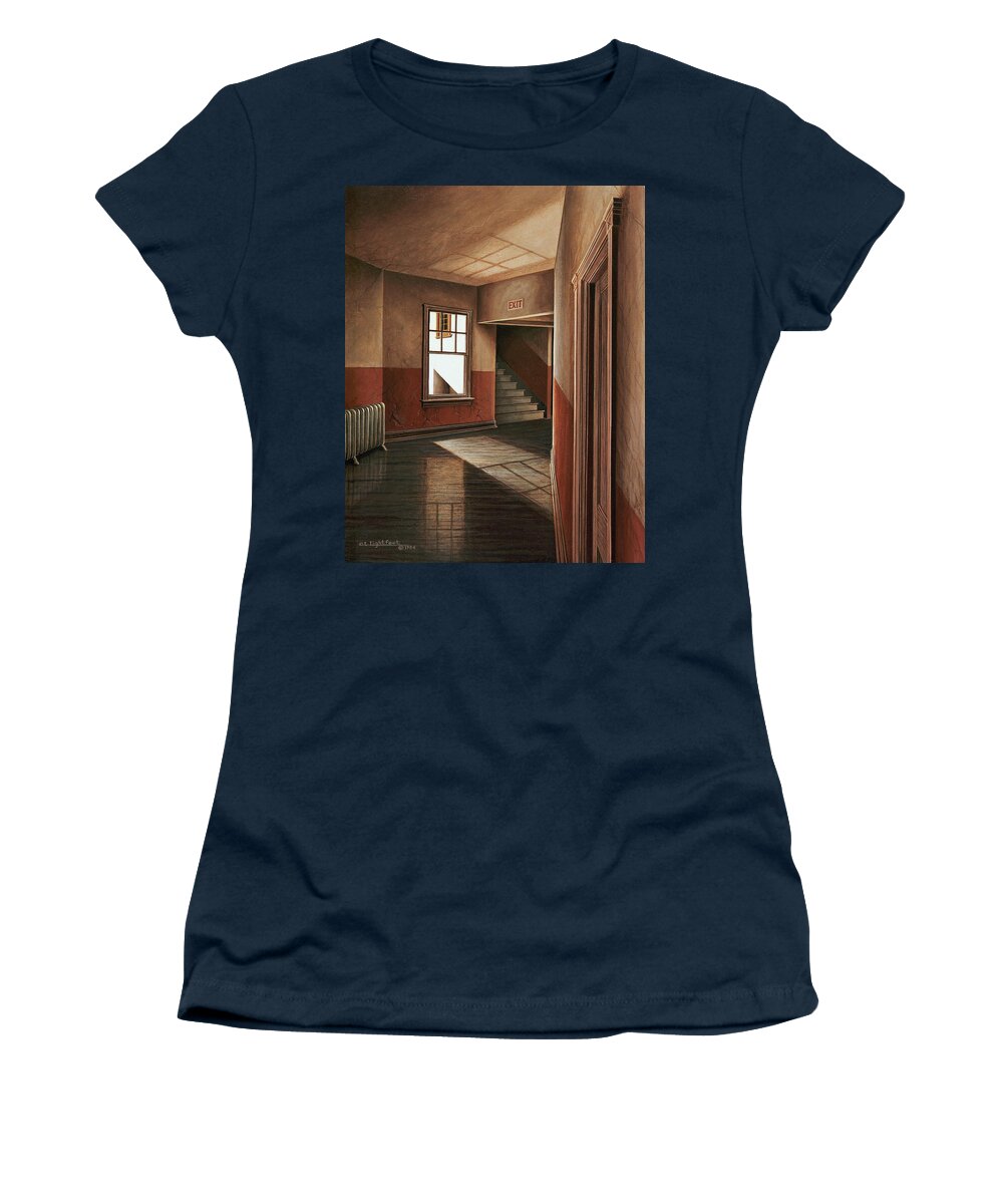 Interior Detail Women's T-Shirt featuring the painting Hallway, Truman Memorial Building, Independence, MO by George Lightfoot