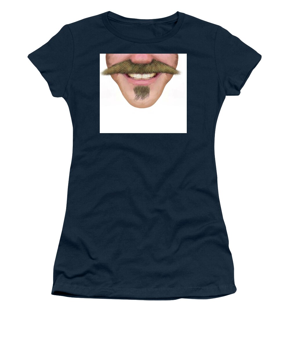 Face Women's T-Shirt featuring the drawing Handlebar Moustache Facial Hair Male Novelty Face Mask by Joan Stratton