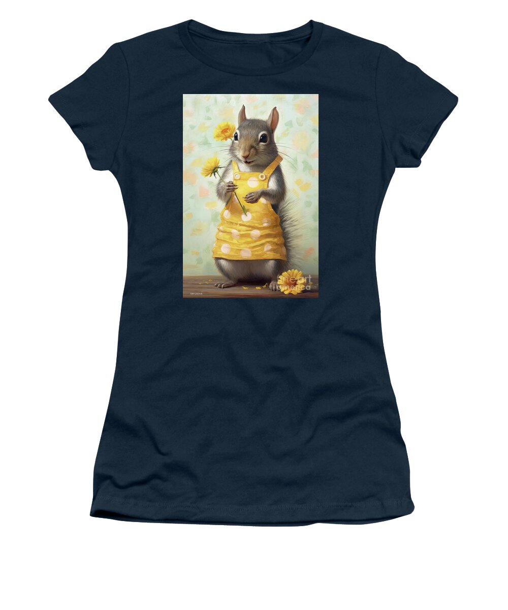 Squirrel Women's T-Shirt featuring the painting Happy Harlow by Tina LeCour