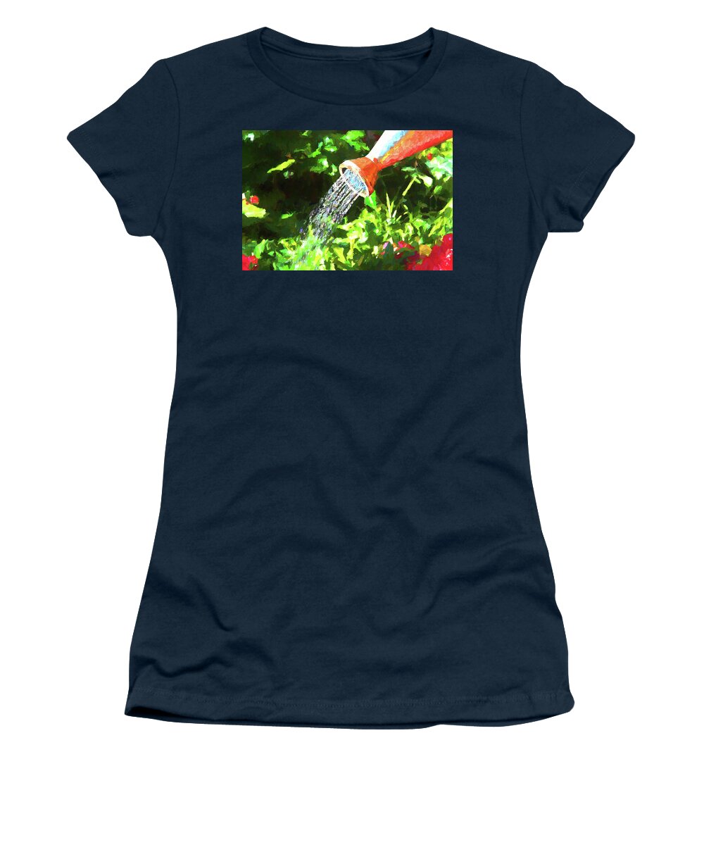 Happy Women's T-Shirt featuring the photograph Happy spring watering day by Tatiana Travelways