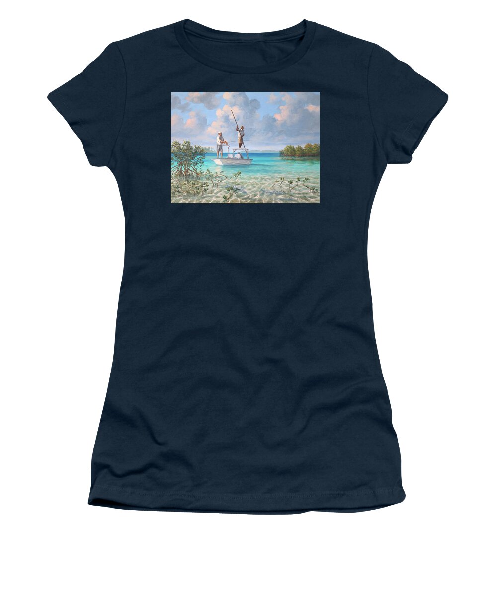 Bonefish Women's T-Shirt featuring the painting Harbor Island by Guy Crittenden