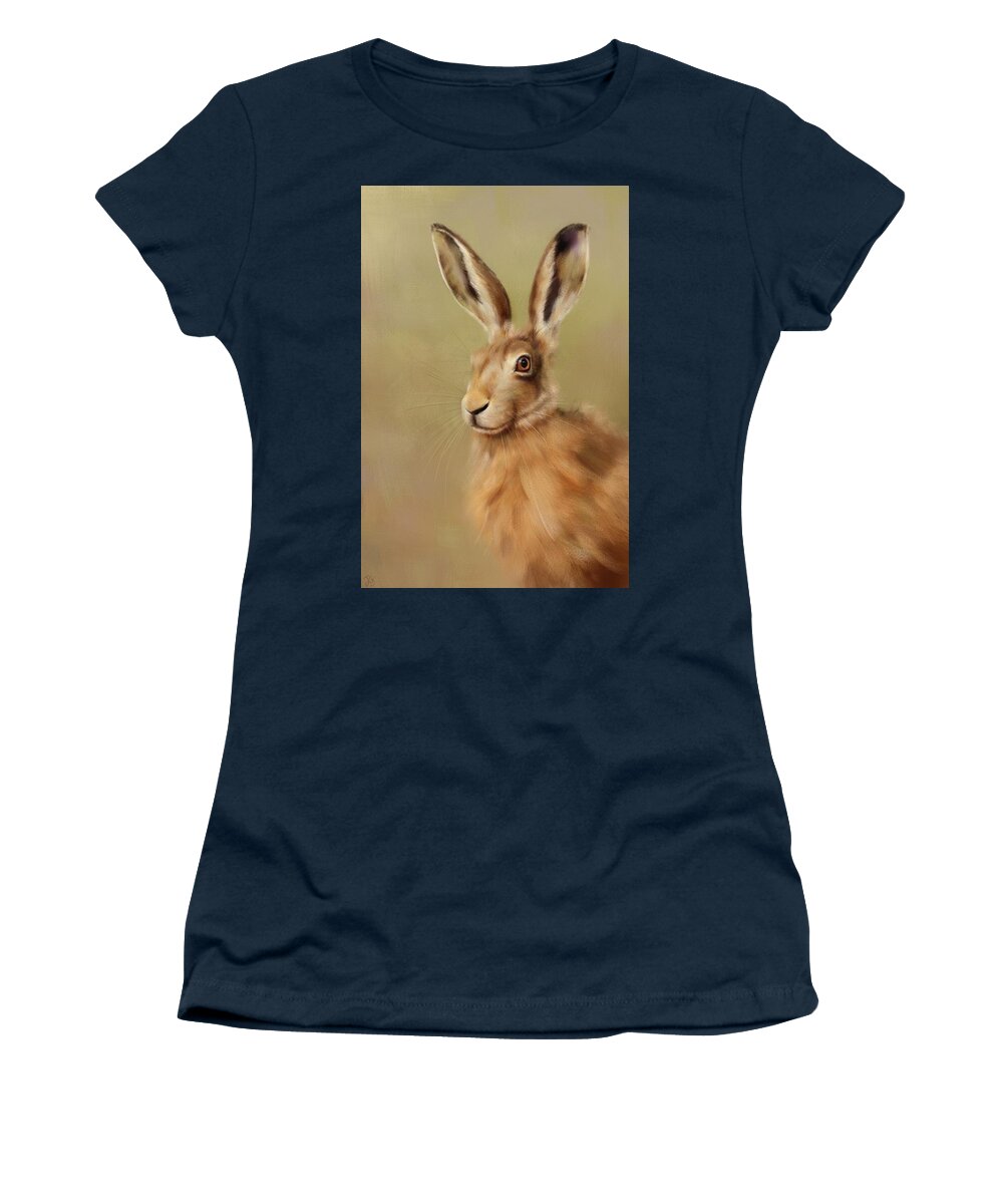 Paintings Women's T-Shirt featuring the painting Hare by Joe Gilronan