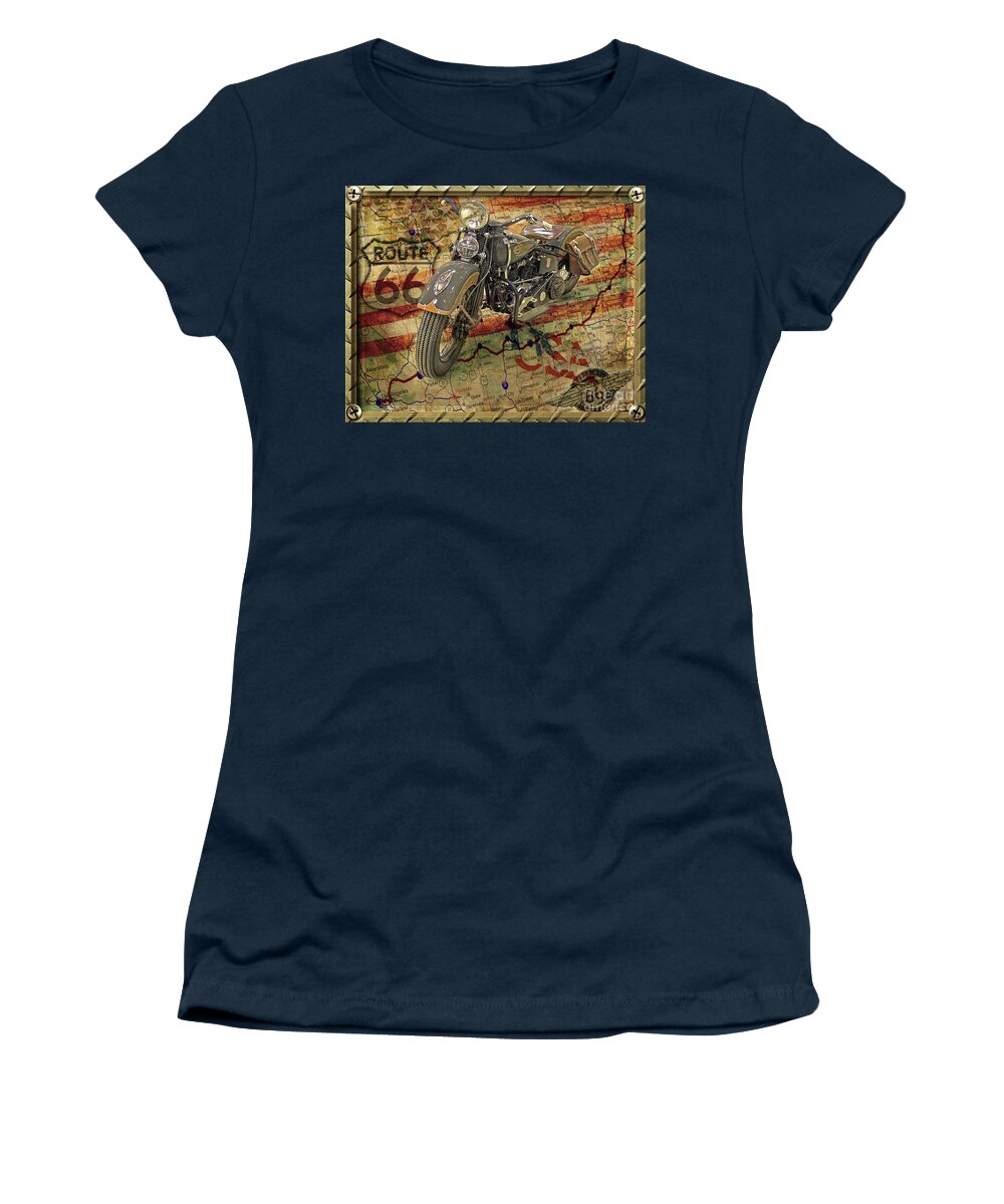 Motorcycles Women's T-Shirt featuring the photograph Harley On 66 by John Anderson