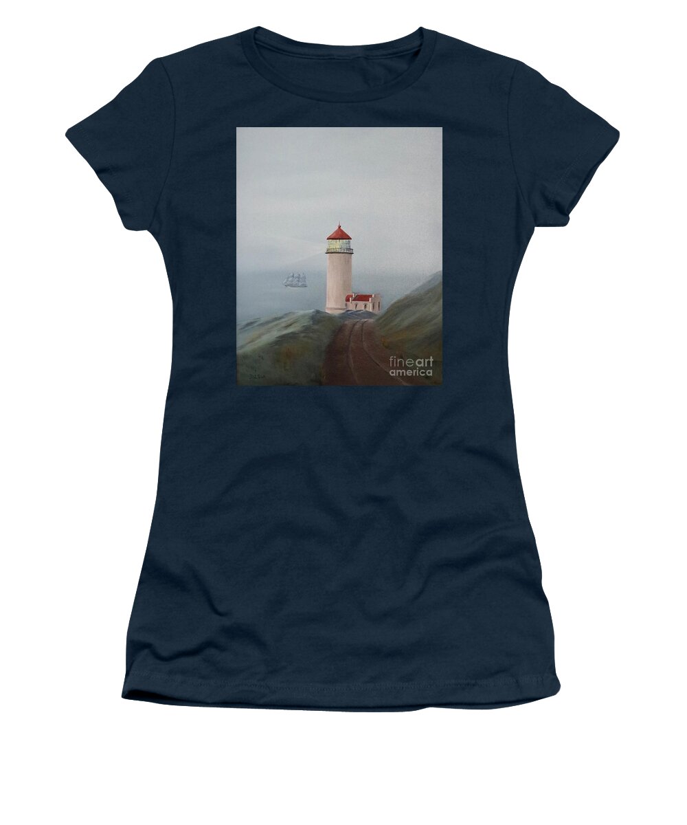 Lighthouse Women's T-Shirt featuring the painting Heceta Head Lighthouse Oregon by Doug Gist