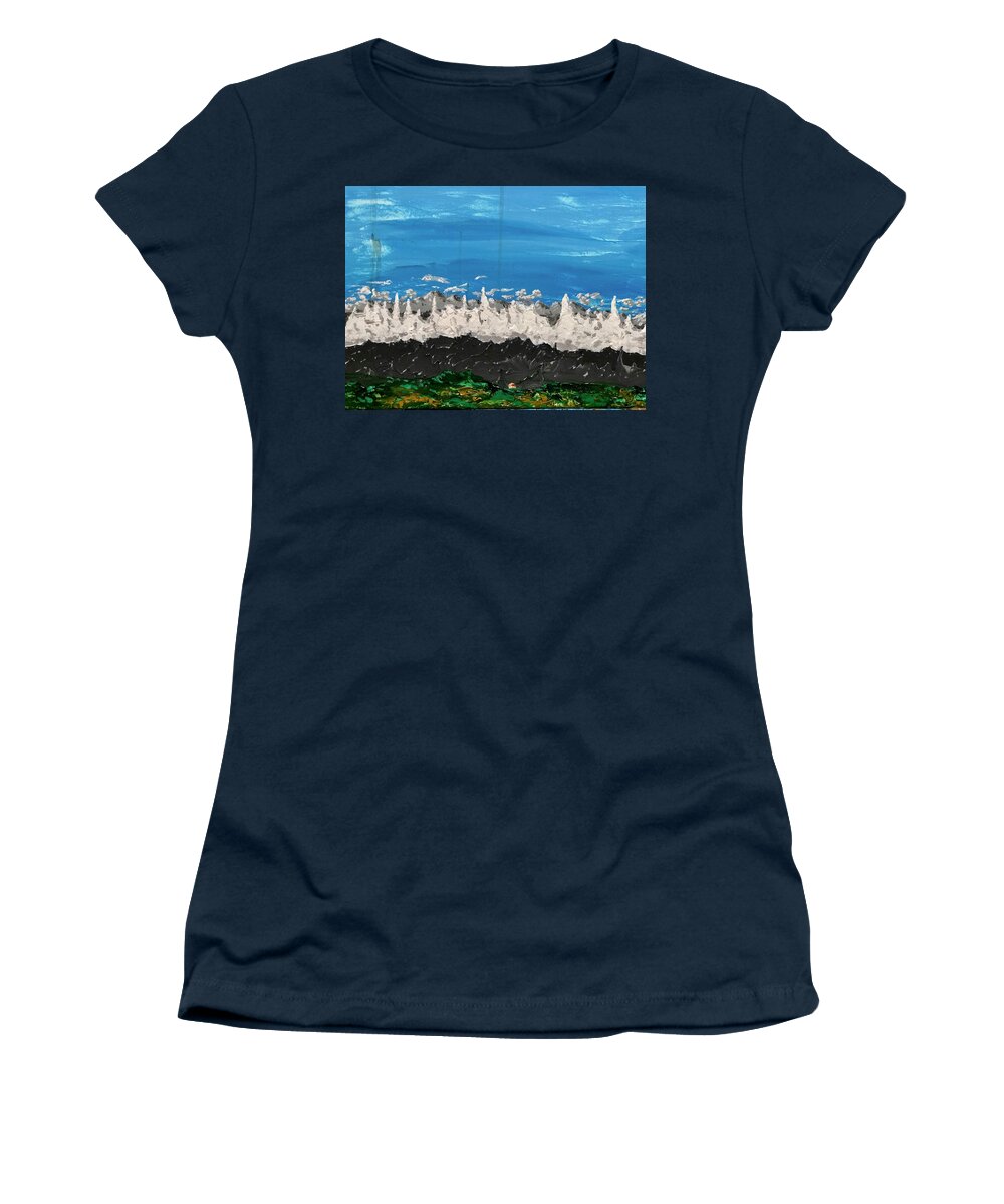 Mountains Women's T-Shirt featuring the painting Herahr Vale by Bethany Beeler
