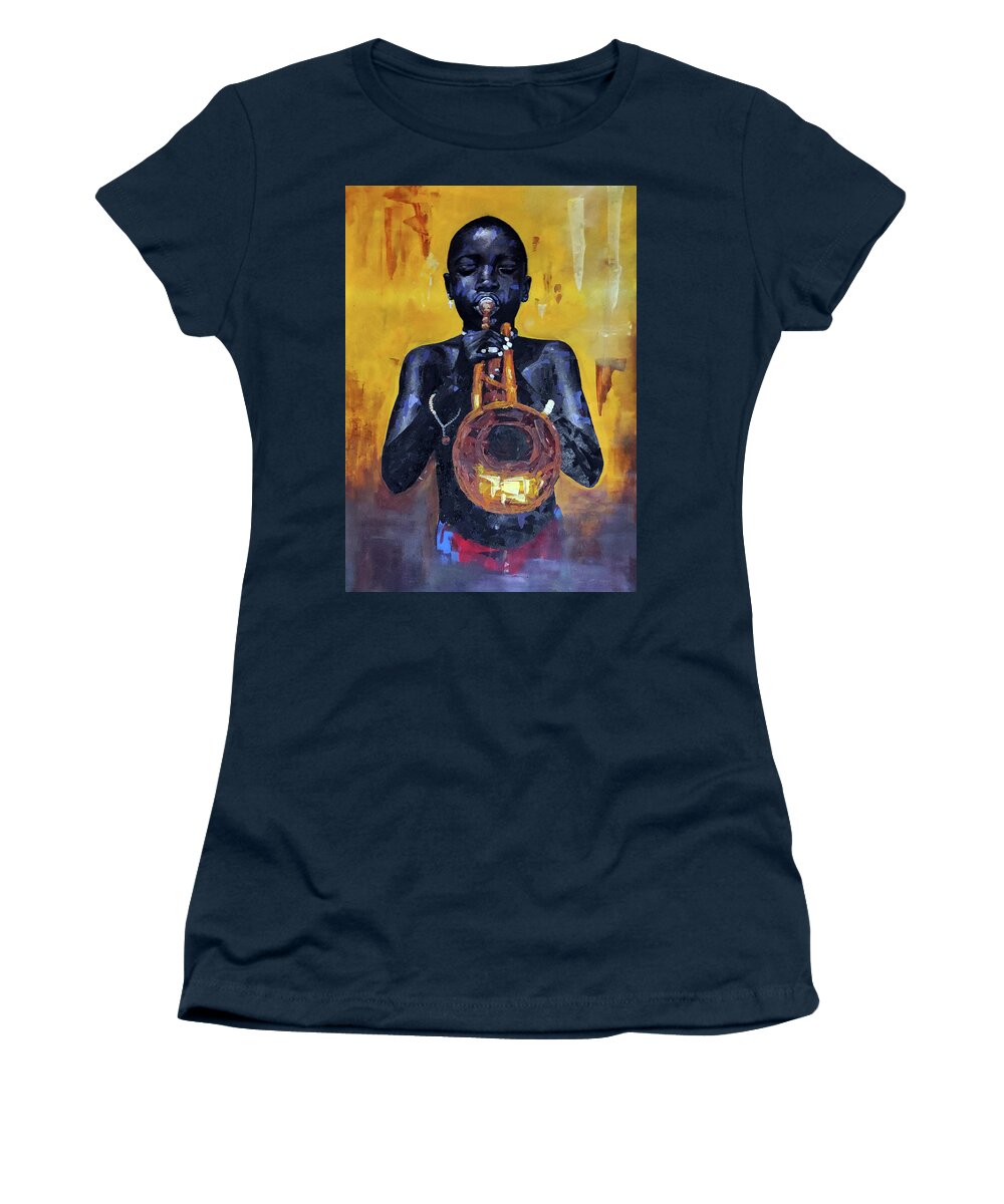 Jaz Women's T-Shirt featuring the painting Here I Am by Ronnie Moyo