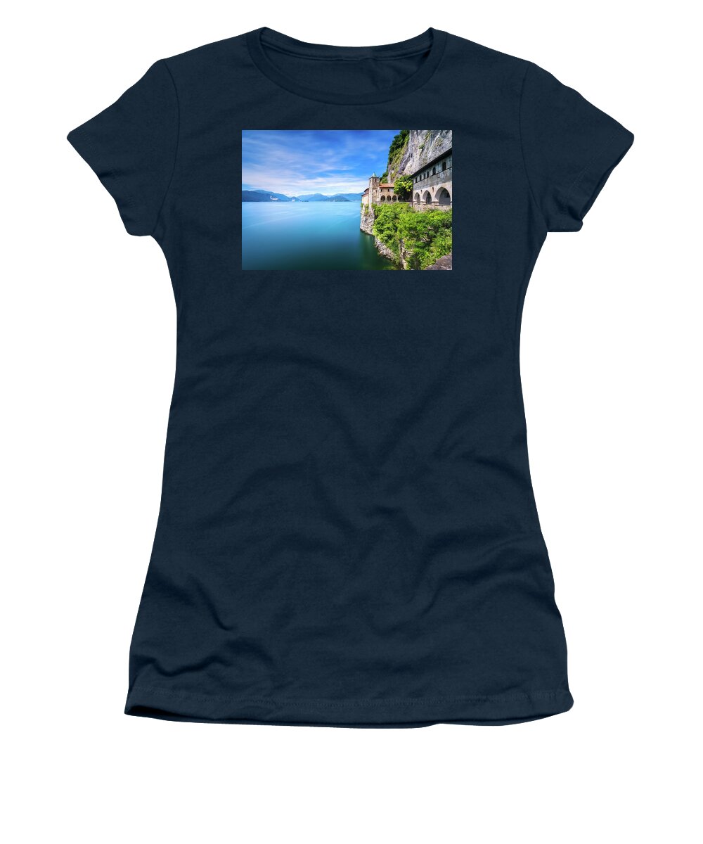 Hermitage Women's T-Shirt featuring the photograph Hermitage of Santa Caterina del Sasso. Lake Maggiore by Stefano Orazzini