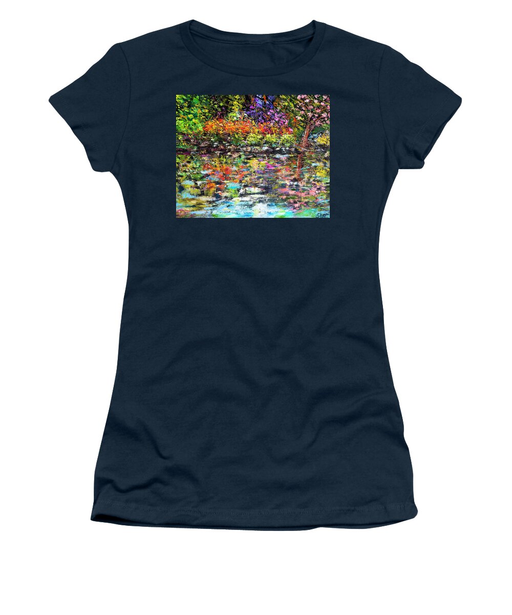 Art - Oil On Canvas Women's T-Shirt featuring the painting Hidden Peace by Sher Nasser