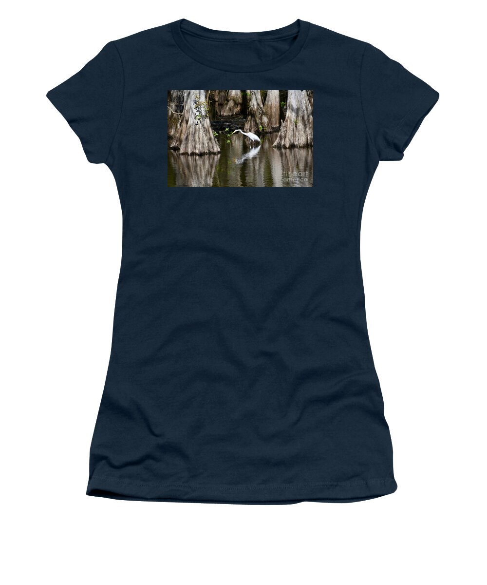 #egret Women's T-Shirt featuring the photograph Hiding In Plain Sight by Cornelia DeDona