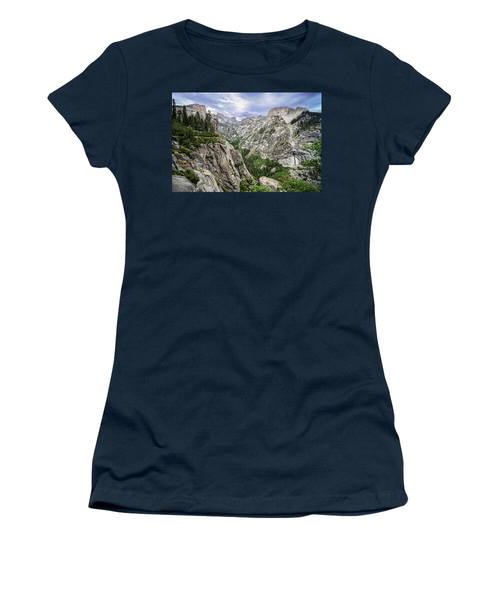 High Sierra Trail Women's T-Shirt featuring the photograph High Sierra Trail Vista by Brett Harvey