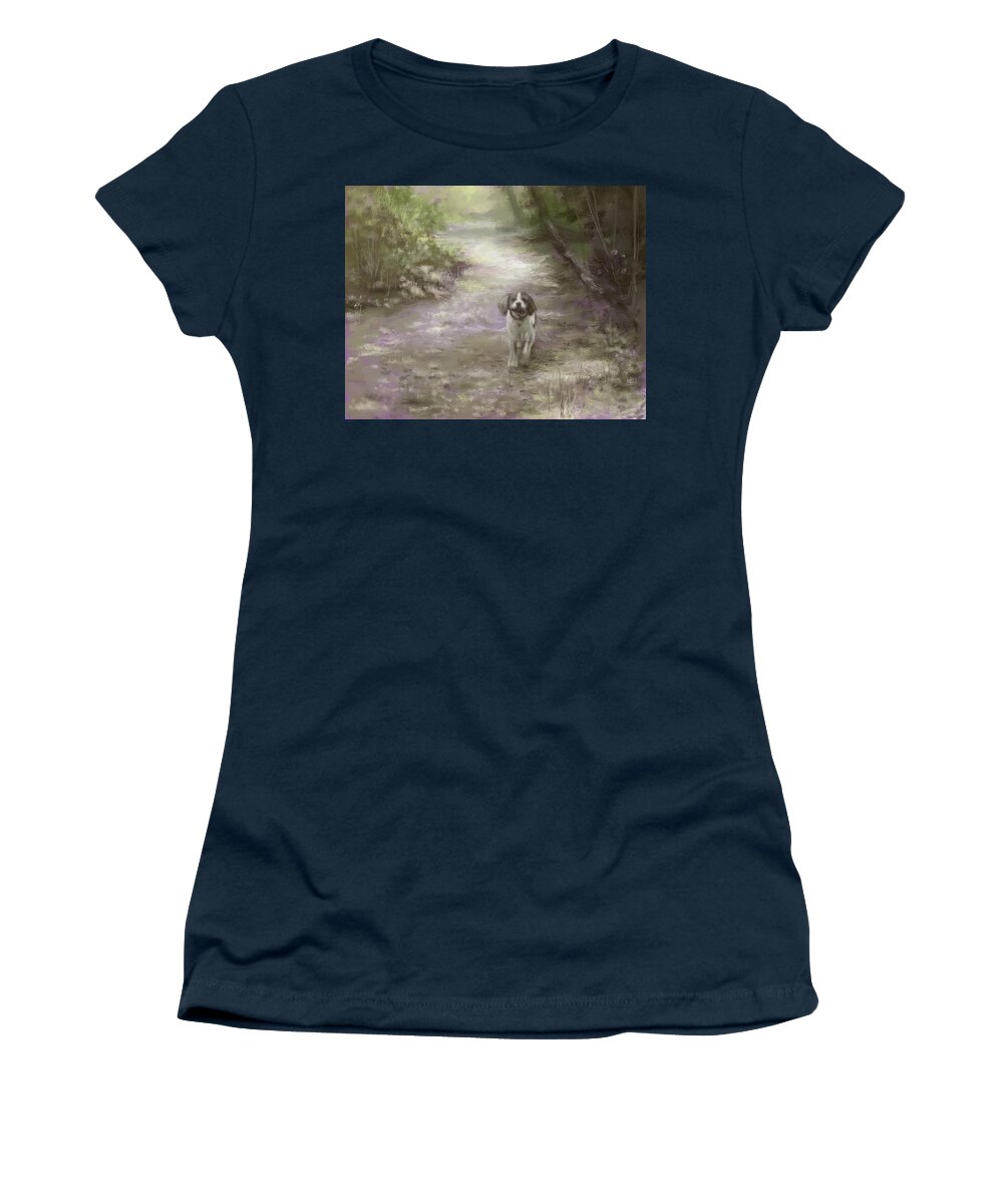 Dog Women's T-Shirt featuring the digital art Hiking Companion by Larry Whitler
