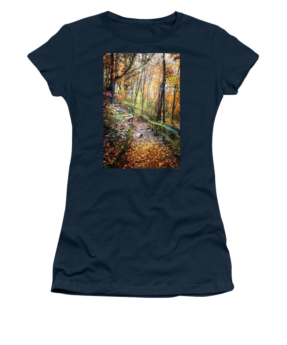 Cherokee Women's T-Shirt featuring the photograph Hiking the Rim at Cloudland Canyon by Debra and Dave Vanderlaan