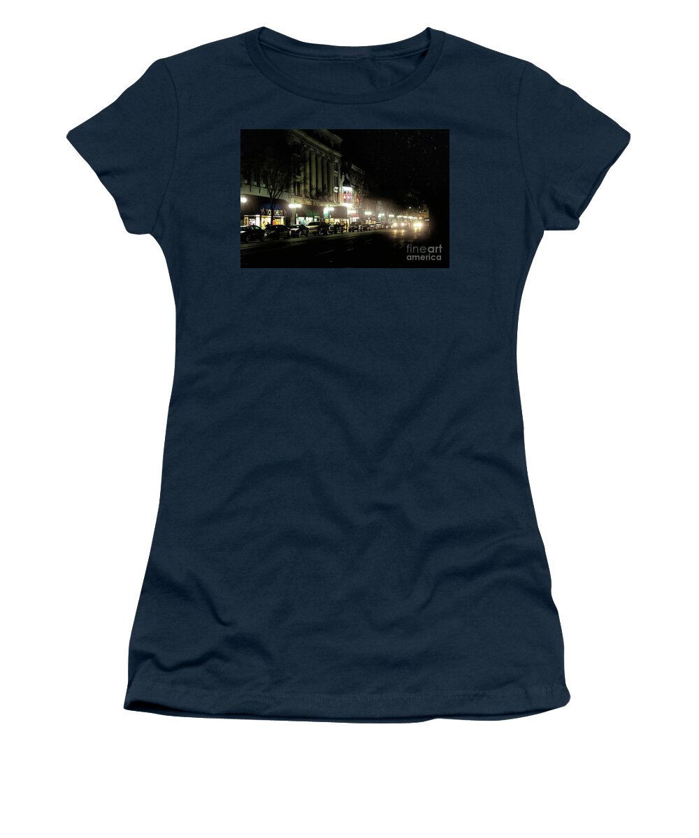 Longexposure Women's T-Shirt featuring the photograph Historic Down Town Hot Springs Arkansas by Diana Mary Sharpton
