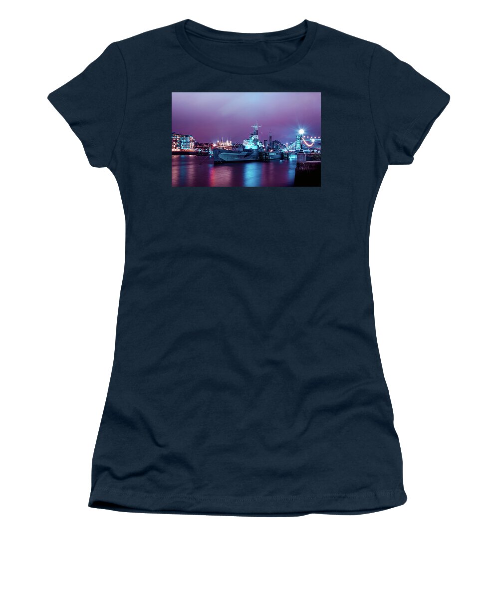  Women's T-Shirt featuring the photograph HMS Belfast Ship by Angela Carrion Photography