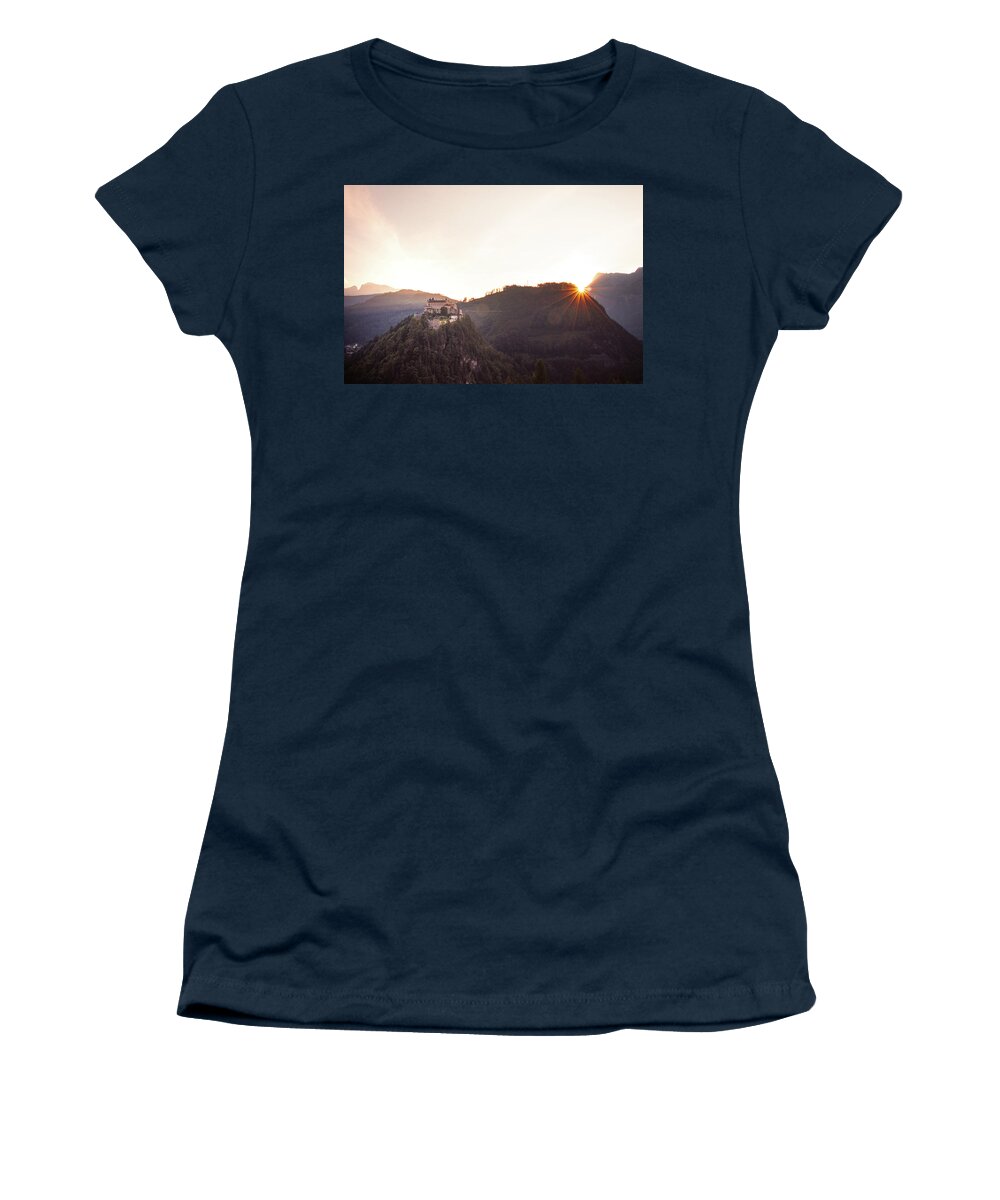 Reconstruction Women's T-Shirt featuring the photograph Hohenwerfen Castle at sunset by Vaclav Sonnek