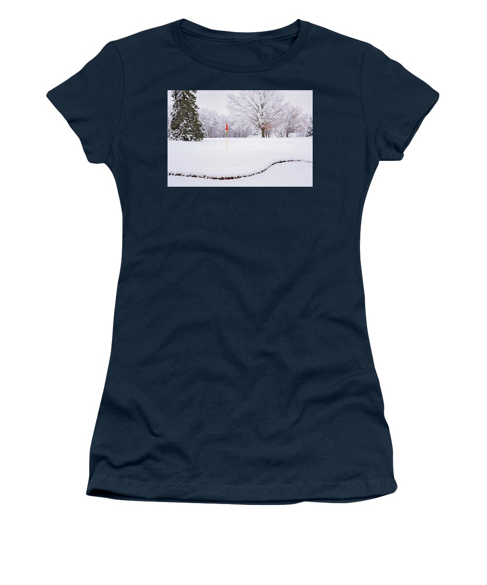 Lakelands Golf And Country Club Women's T-Shirt featuring the photograph Hole 18 in Winter by Jill Love