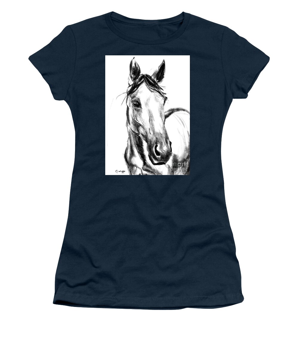 Horse Women's T-Shirt featuring the painting Horse Britt by Go Van Kampen