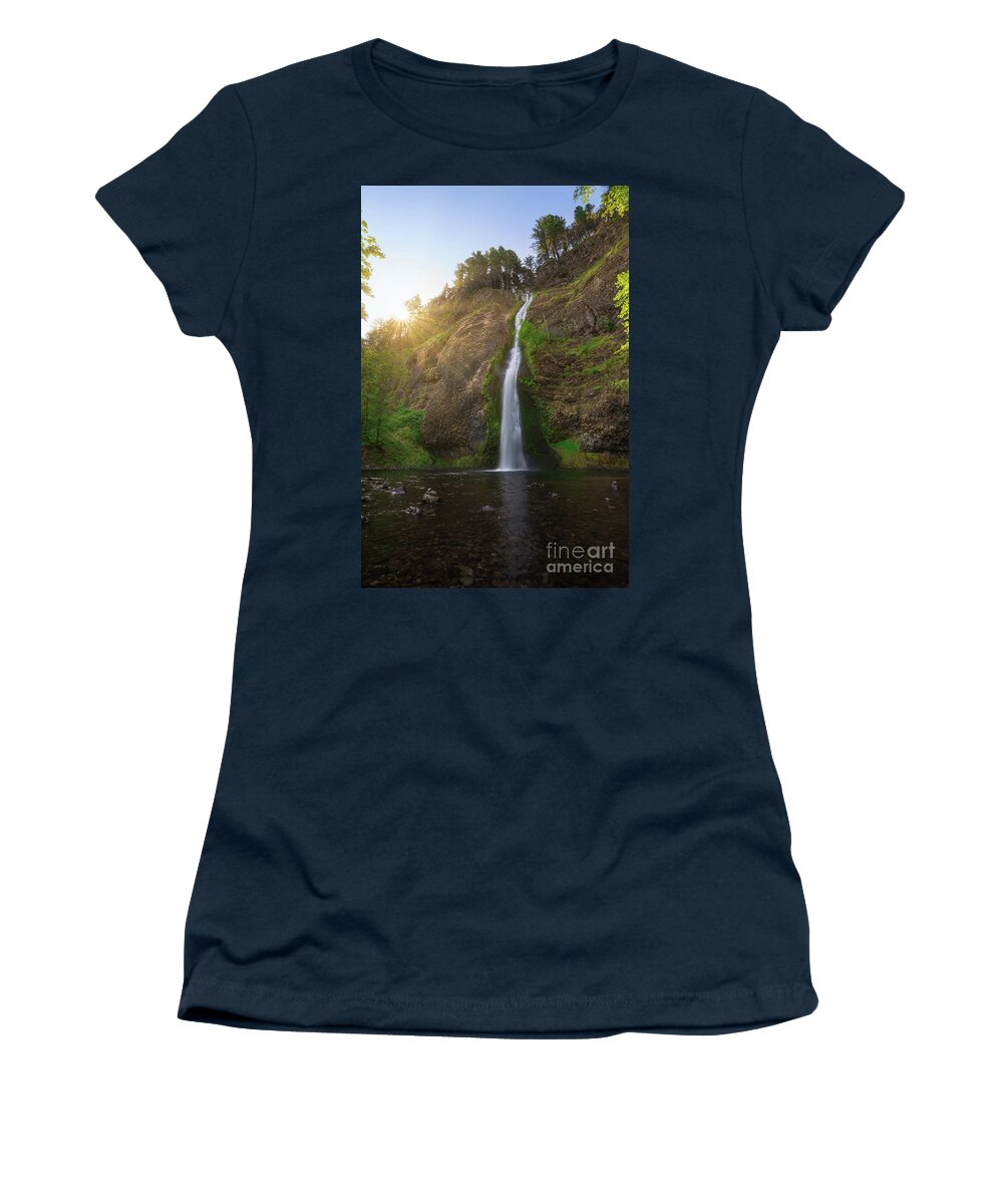 Horsetail Falls Women's T-Shirt featuring the photograph Horsetail Falls Sunrise by Michael Ver Sprill