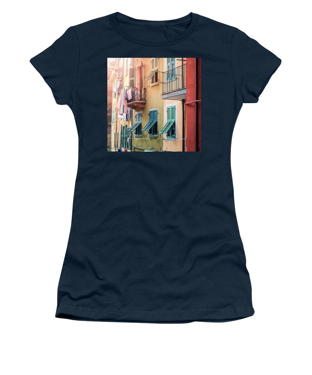 Cinque Terre Women's T-Shirt featuring the photograph Houses of Riomaggiore by Alexey Stiop