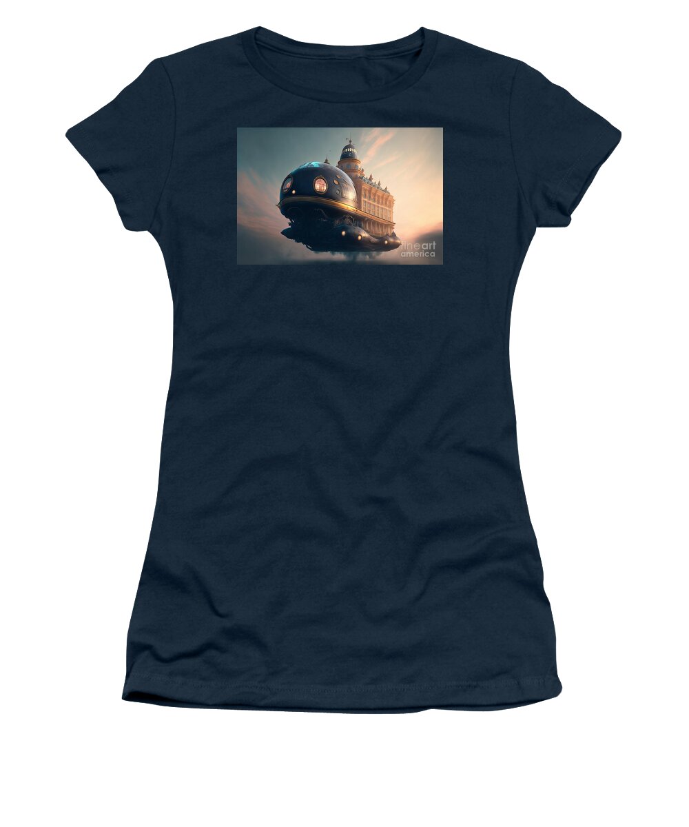 Hovering Ufo Women's T-Shirt featuring the mixed media Hovering UFO XIII by Jay Schankman