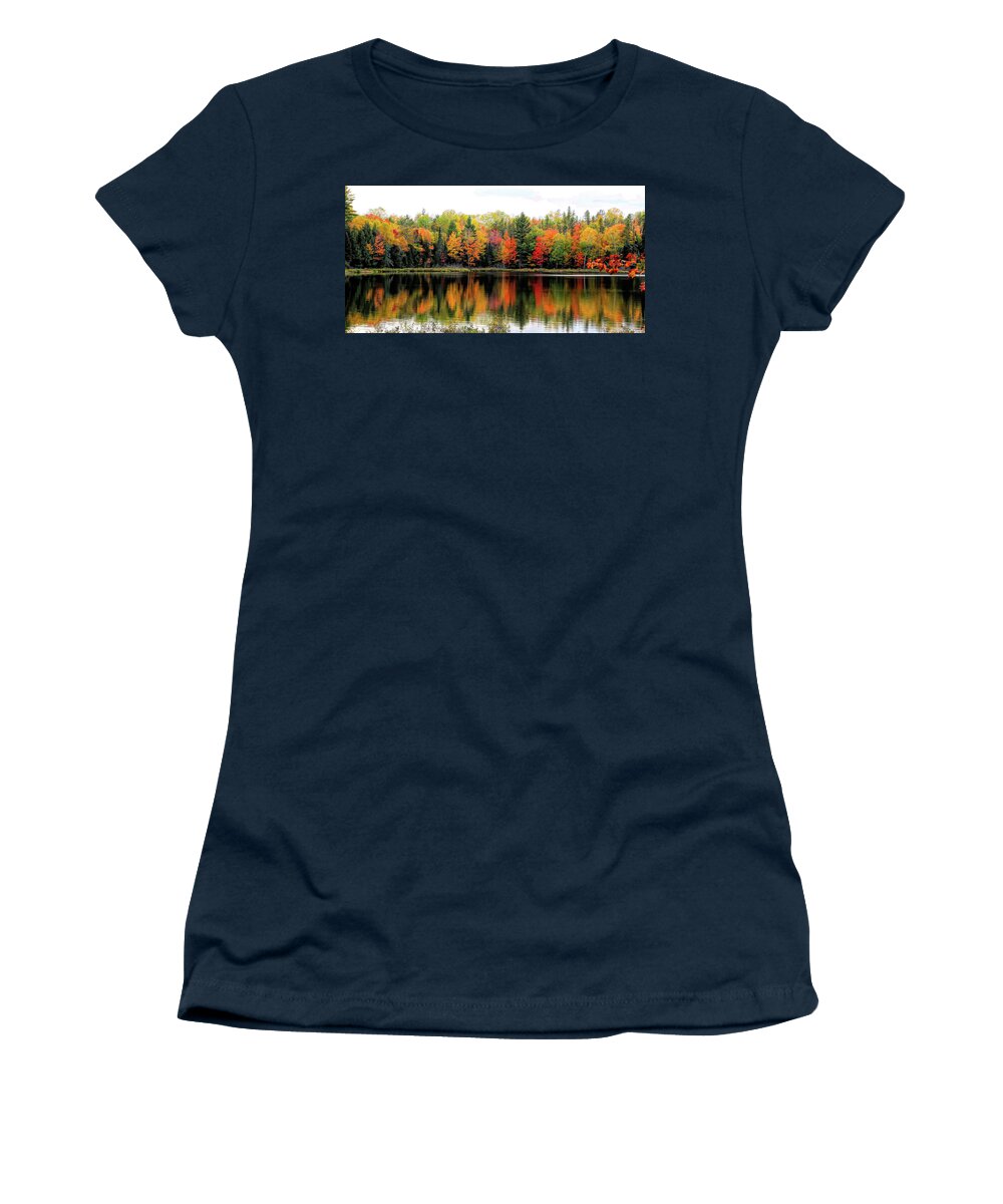 Michigan Women's T-Shirt featuring the photograph Hovey Lake Reflections by Cheryl Strahl