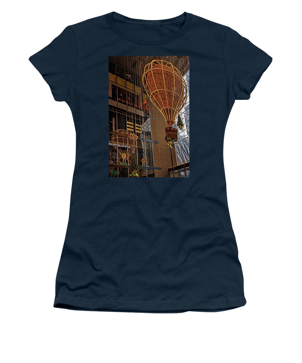 Nyc Women's T-Shirt featuring the photograph Hudson Yards Shops Christmas V by Susan Candelario