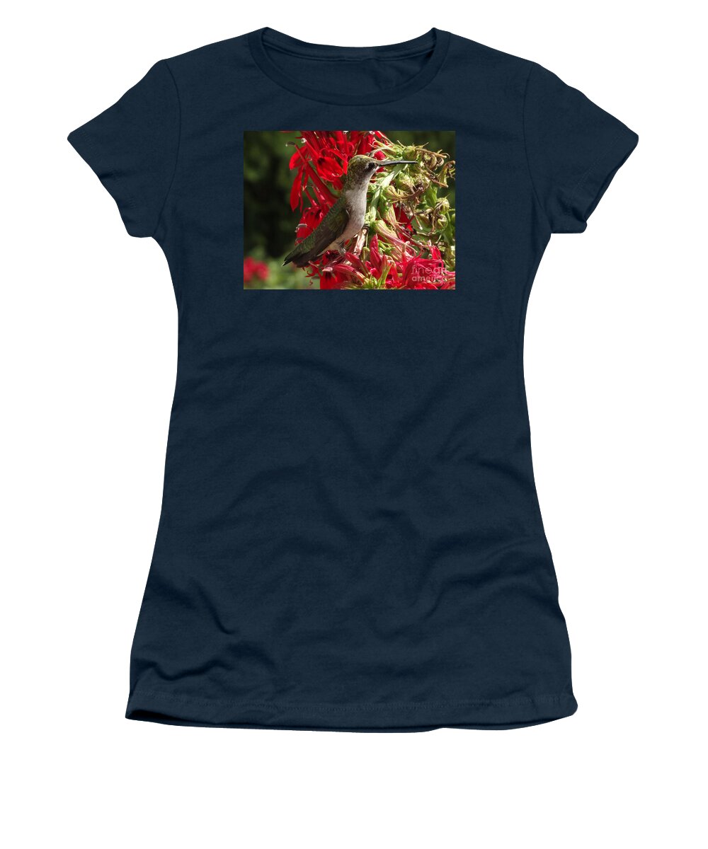 Copyright 2022 By Christopher Plummer Women's T-Shirt featuring the photograph Hummers Day 2-09 by Christopher Plummer