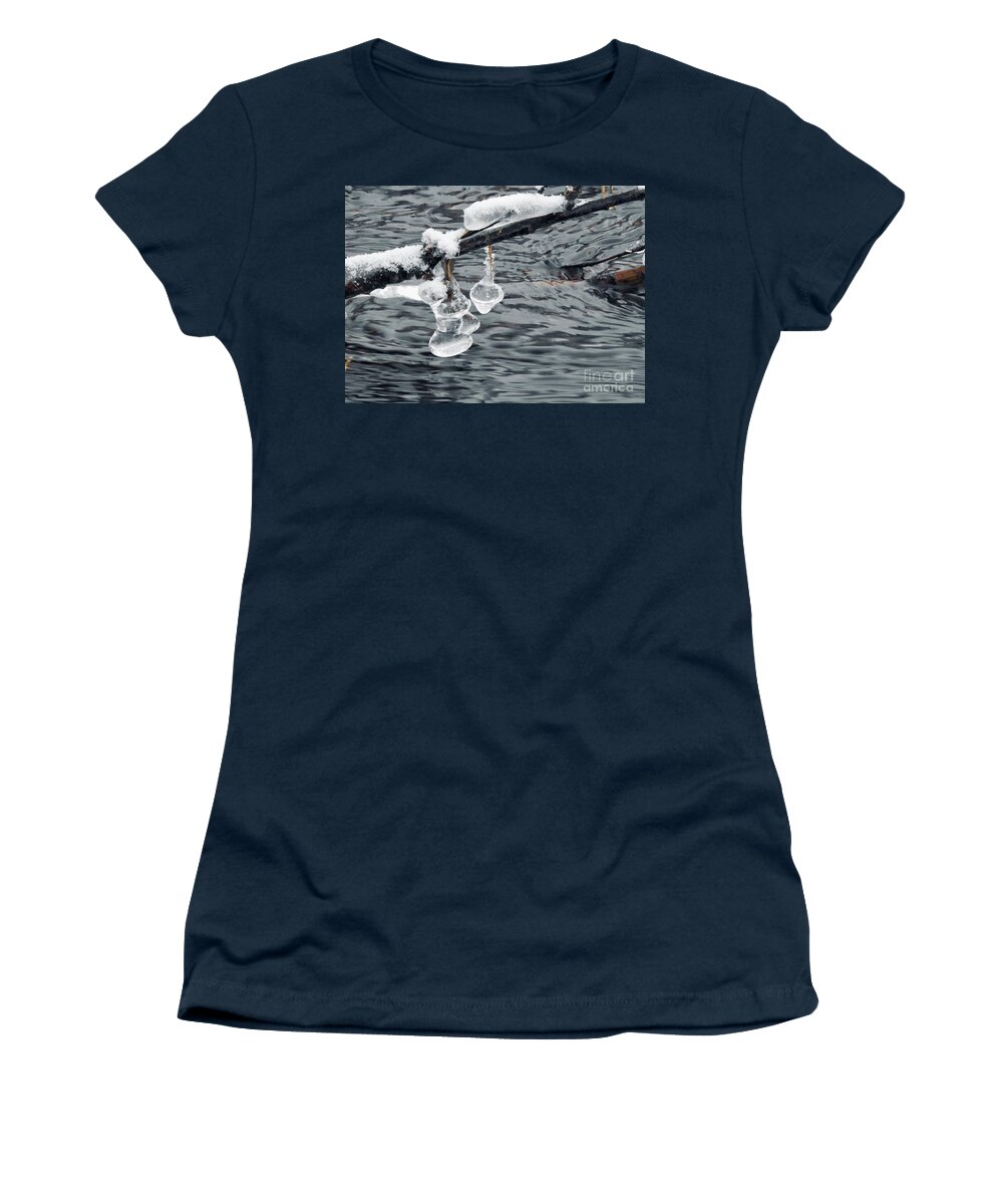 Ice Women's T-Shirt featuring the photograph Ice Bells by Nicola Finch