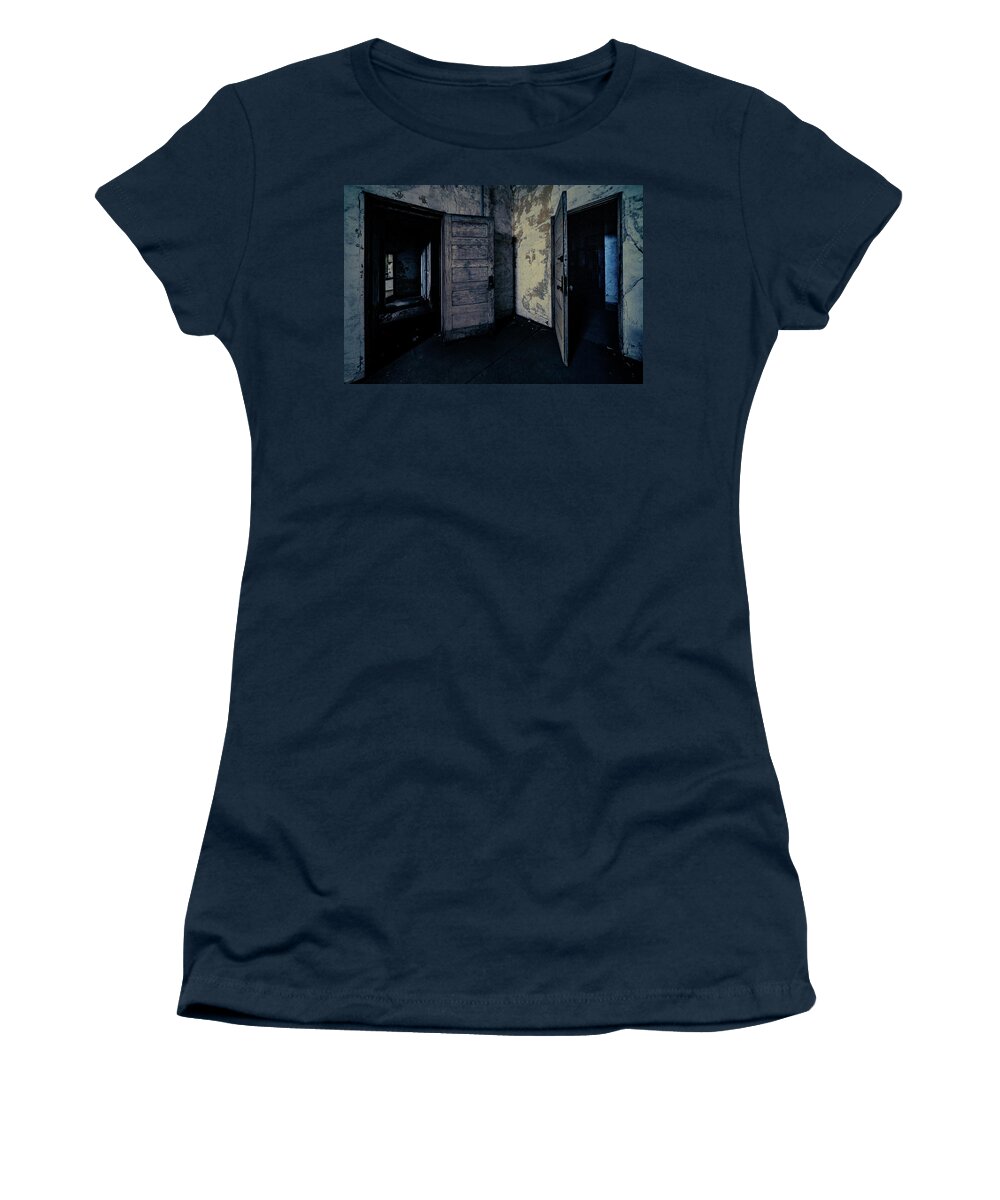 Doors Women's T-Shirt featuring the photograph In One Door And Out The Other by Chris Lord