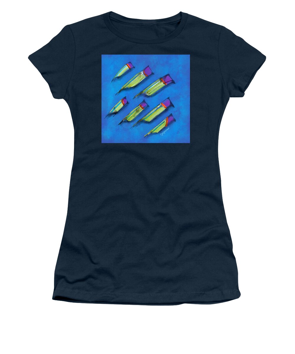 Blue Women's T-Shirt featuring the digital art In transit by Ljev Rjadcenko