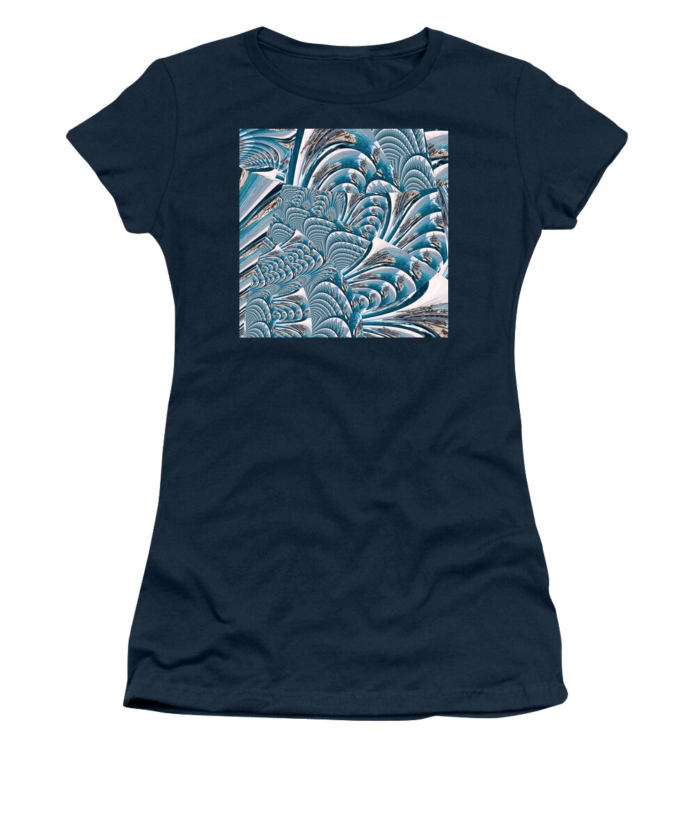 Fractal Women's T-Shirt featuring the mixed media Indigo Sea Mother Shuffle by Stephane Poirier