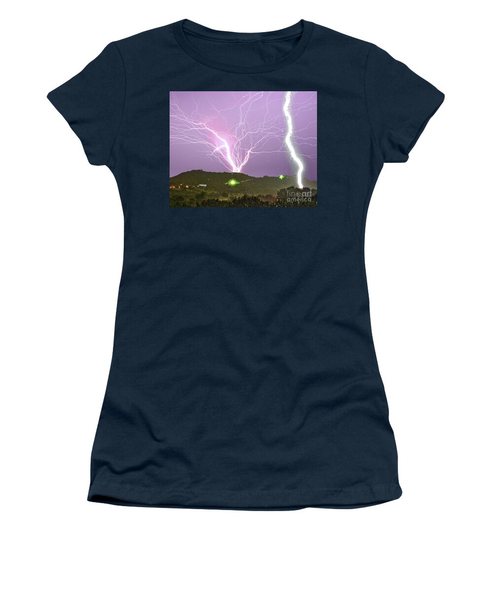Insane Women's T-Shirt featuring the photograph Insane Tower Lightning by Michael Tidwell