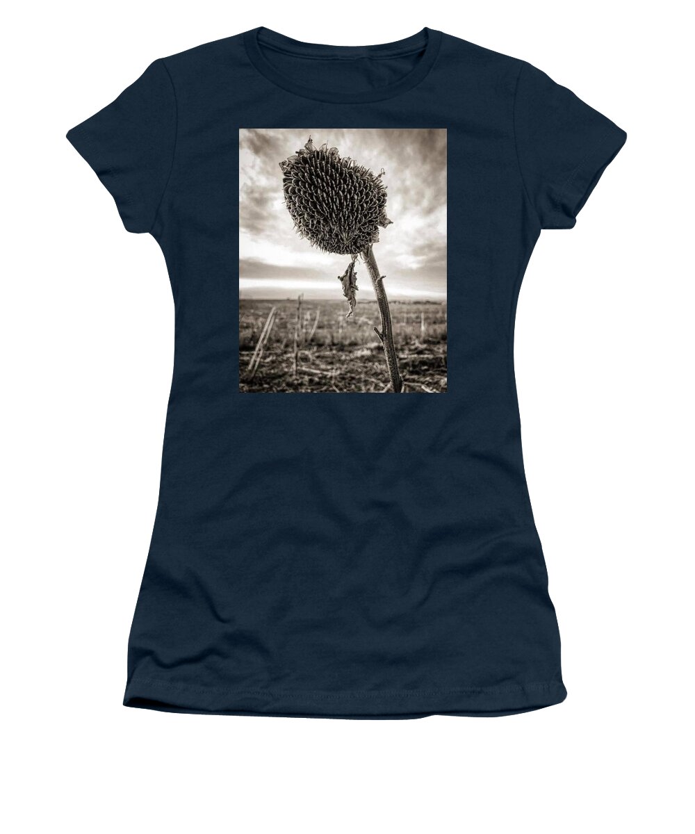 Iphonography Women's T-Shirt featuring the photograph iPhonography Sunflower 2 by Julie Powell
