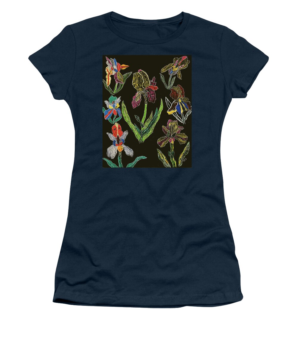 Iris Women's T-Shirt featuring the drawing Iris Fantasy by Branwen Drew