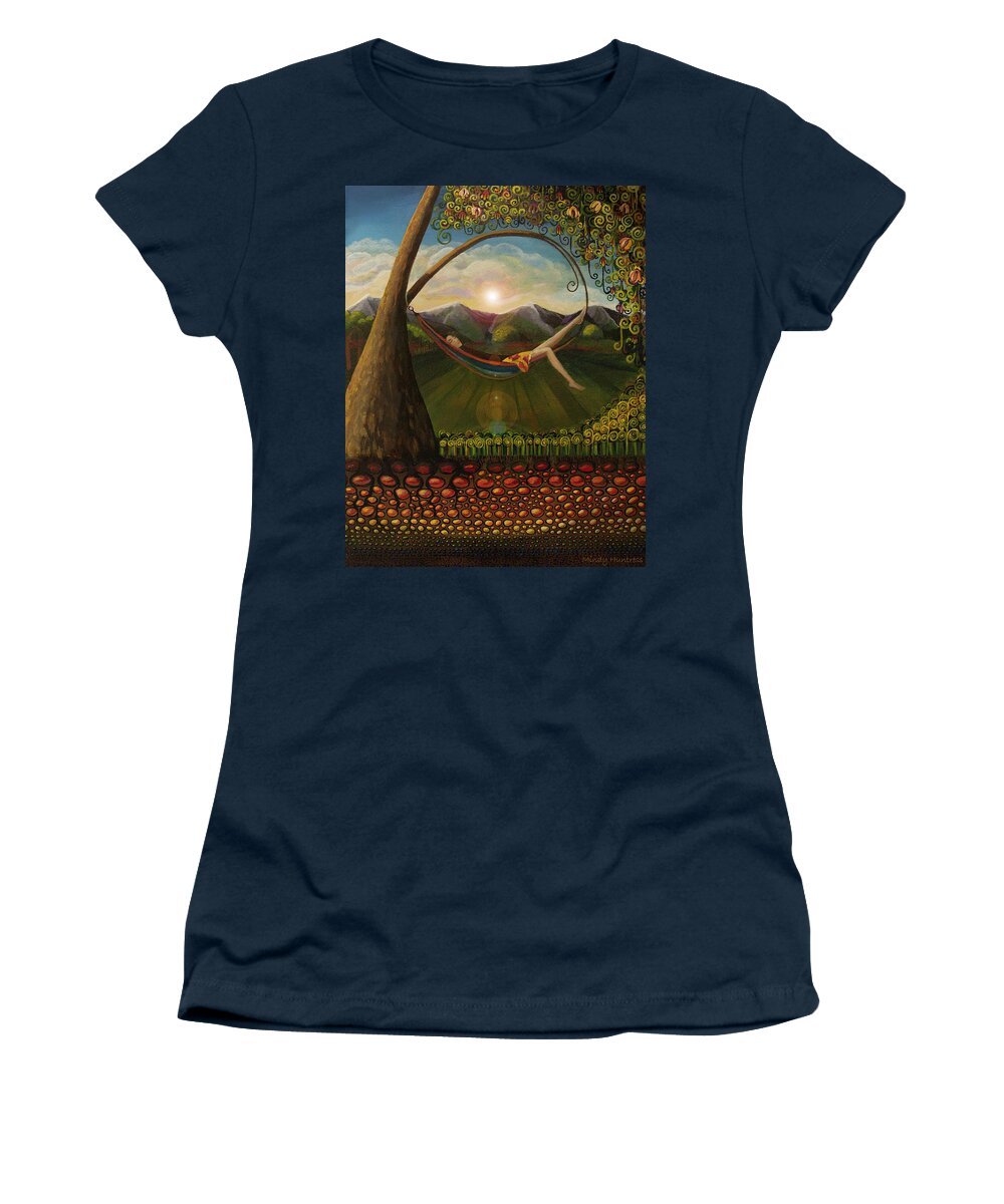 Pop Surrealism Women's T-Shirt featuring the painting It Feels Like Summer by Mindy Huntress