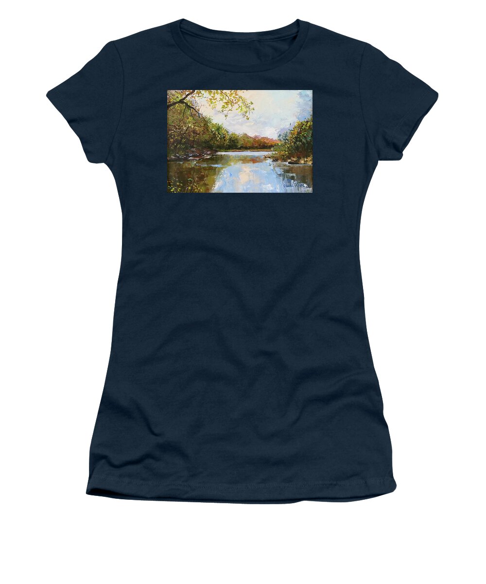 Fall Trees Women's T-Shirt featuring the painting It's Fall in New England by Judy Rixom