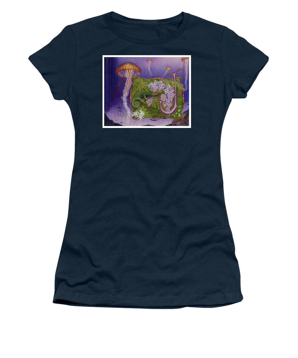 Kim Mcclinton Women's T-Shirt featuring the drawing J is for Jellyfish by Kim McClinton