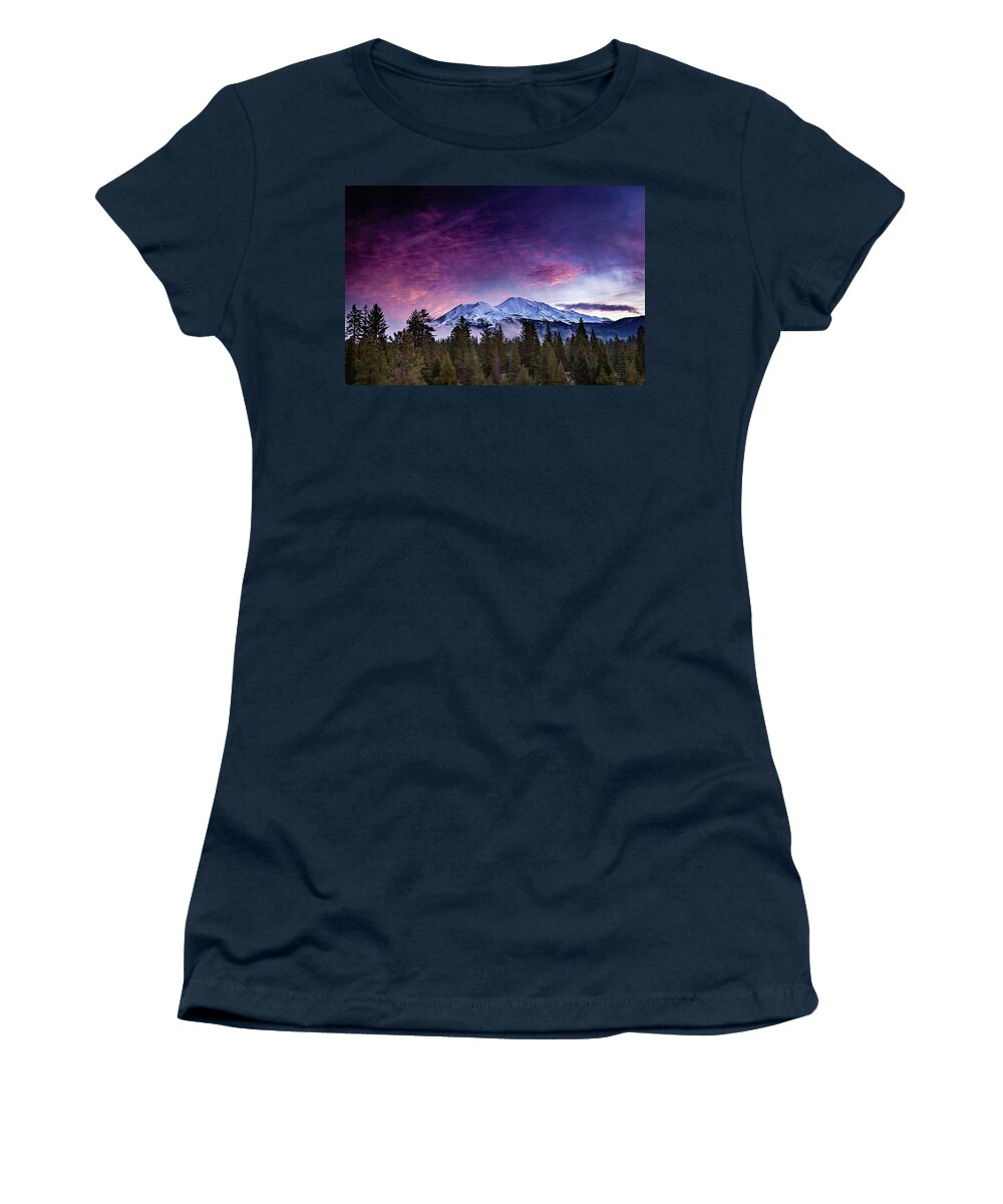 Sunrise Women's T-Shirt featuring the photograph January Mount Shasta Sunrise by Ryan Workman Photography