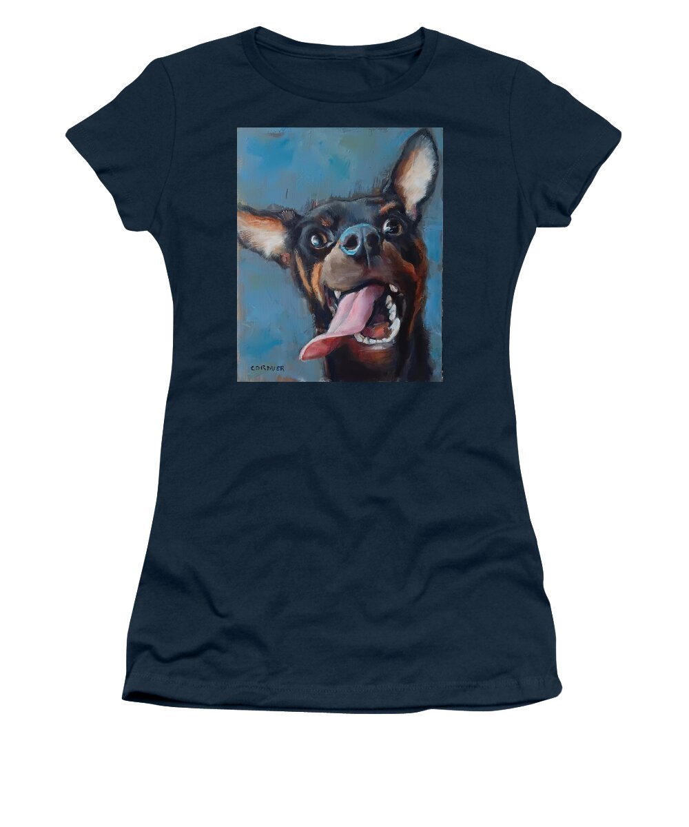 Dog Women's T-Shirt featuring the painting JAX by Jean Cormier