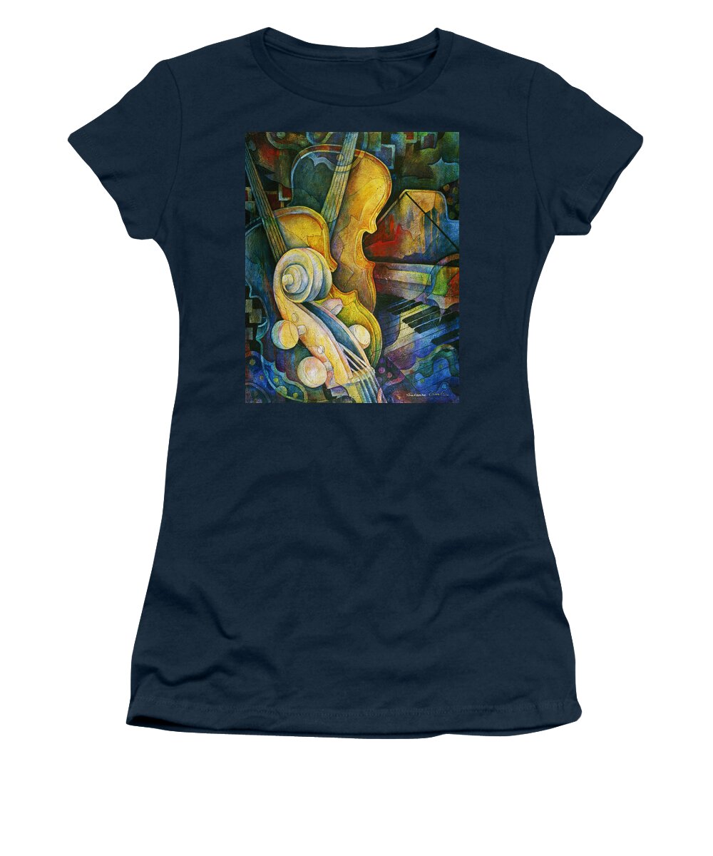 Susanne Clark Women's T-Shirt featuring the painting Jazzy Cello by Susanne Clark